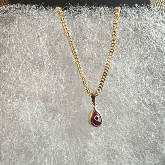 Tear evil eye 14k Solid Gold Pendant perfect gift for anyone birthday gift - Picture 2 of 4